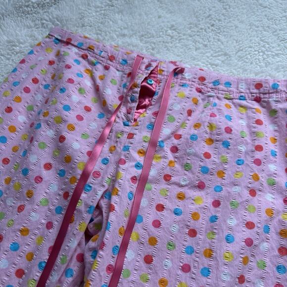 VTG Y2K MUDD Pajama Pants Pink‎ Polka A Dots Sz S Drawstring Lounge Low Raise - Picture 4 of 8